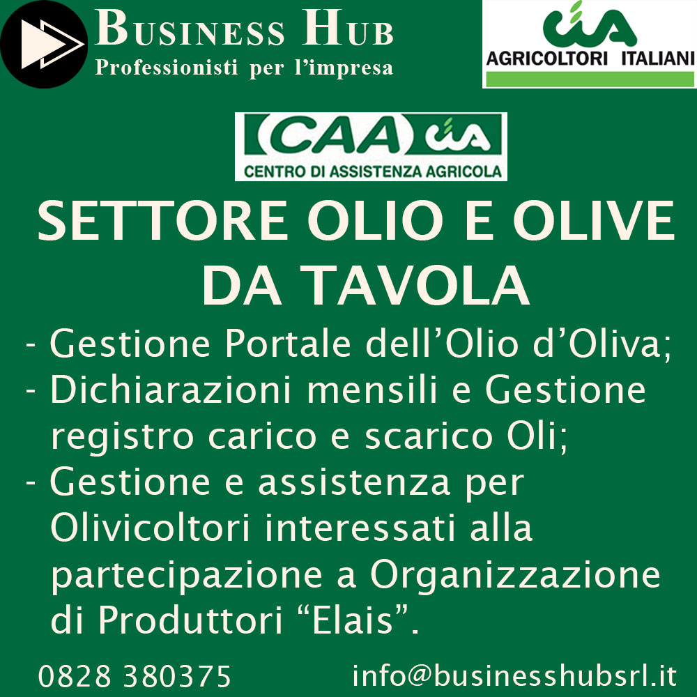 SERVIZI CAA CIA - SETTORE OLIO E OLIVE DA TAVOLA