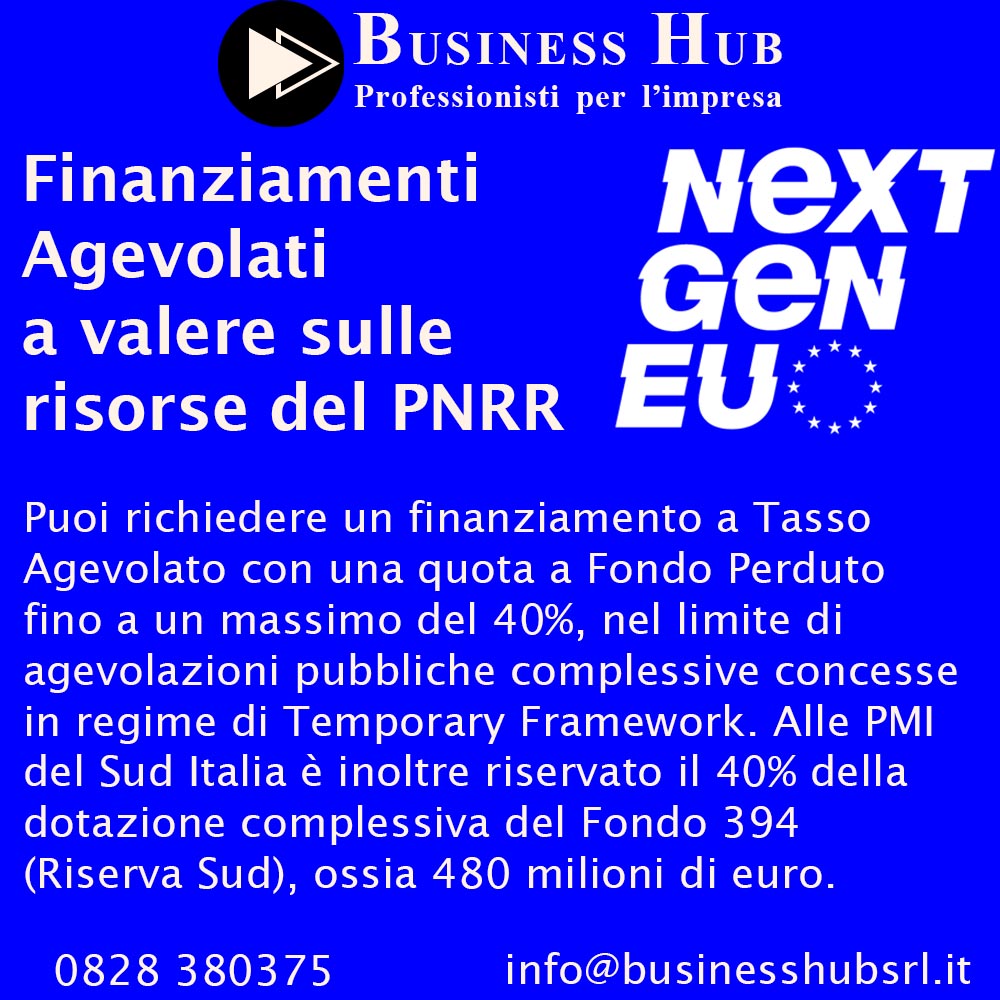 Finanziamenti Agevolati a valere sulle risorse del PNRR – NextGenerationEU