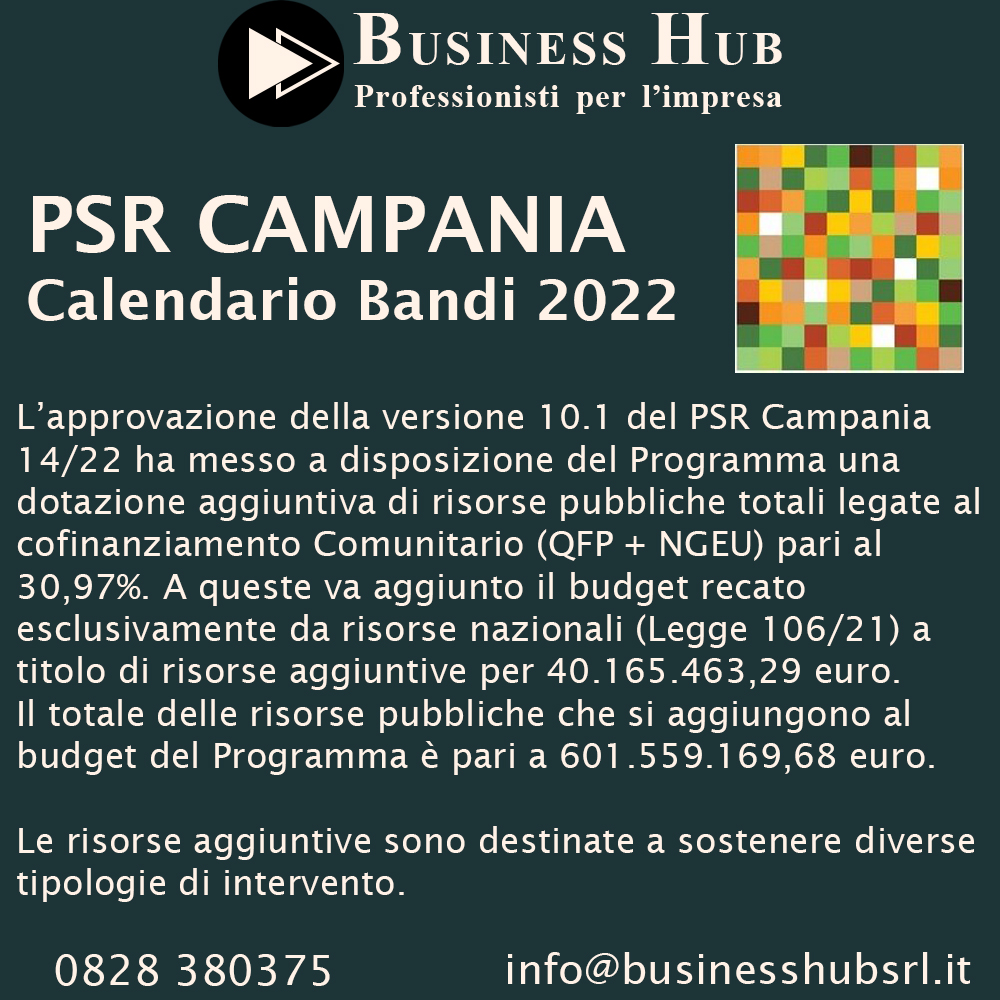 PSR CAMPANIA - Calendario Bandi 2022