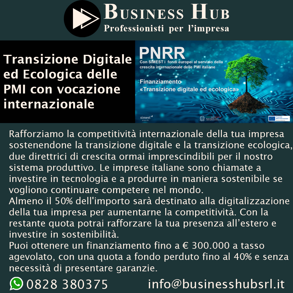 Transizione Digitale ed Ecologica delle PMI con vocazione internazionale