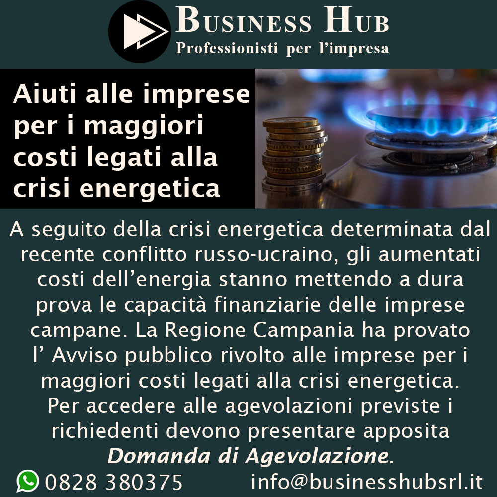 Aiuti alle imprese per i maggiori costi legati alla crisi energetica