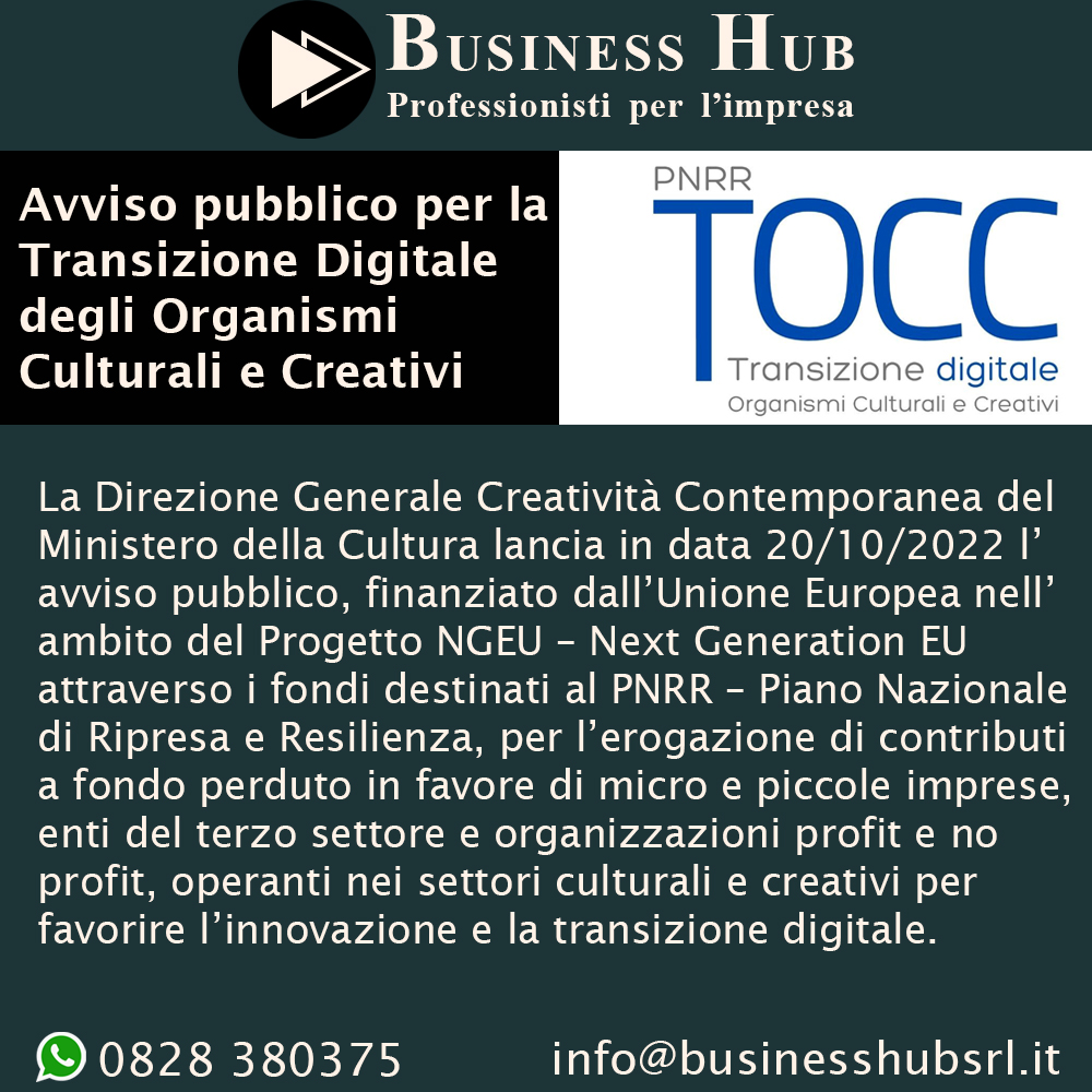 Online l'avviso pubblico per la Transizione Digitale degli Organismi Culturali e Creativi